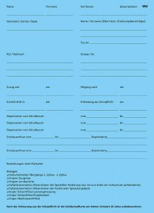 Schülerlaufkarten für Mädchen