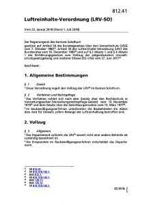 Luftreinhalte-Verordnung des Kantons Solothurn