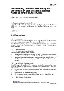 Verordnung über die Benützung von Schulräumen und Schulanlagen der Kantons- und Berufsschulen